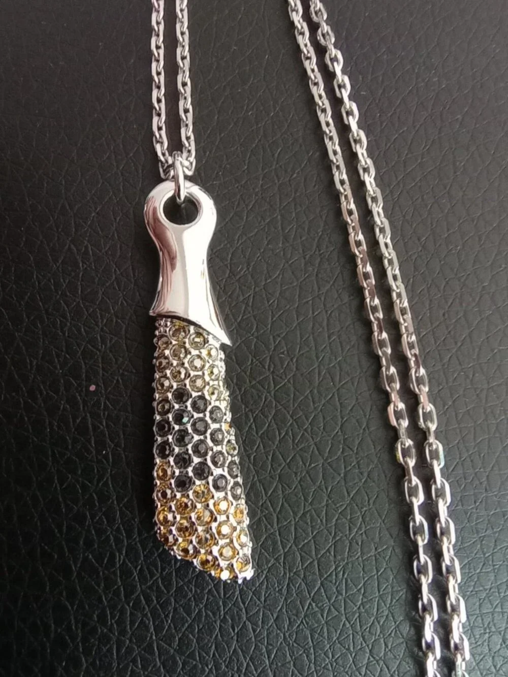 Swarovski crystal ombre effect drop pendant, sterling silver, pave set signed